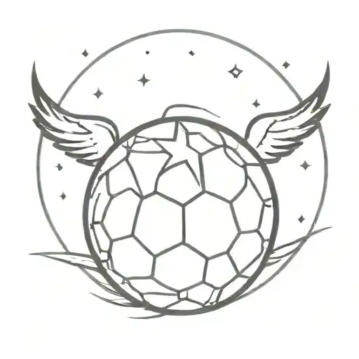 Soccer Ball With A Small Lightning Bolt In The Center And Wings On The Sides Of The Ball