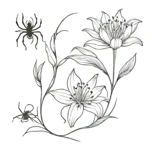 Spider Lily And Spider With Zodiac Sign Scorpio