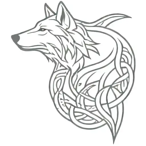 Celtic Knot Shoulder And Arm Tattoo Fades Into Wolf