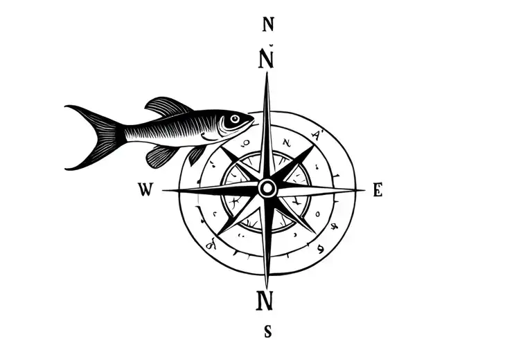 Compass With Coi Fish Swimming Gracefully