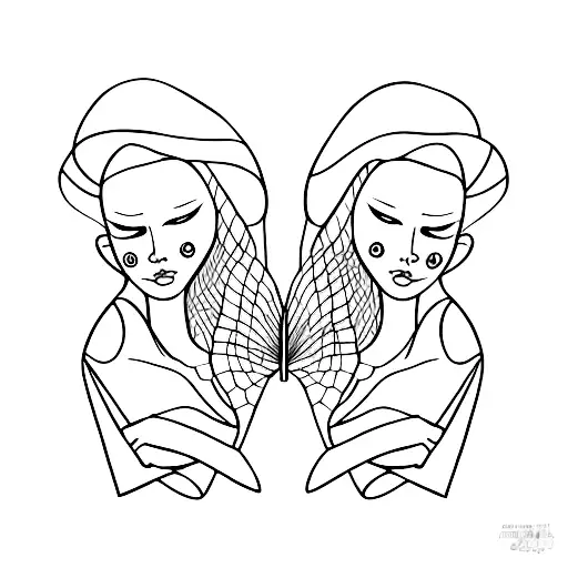 Fine Line Of Two Woman's Faces