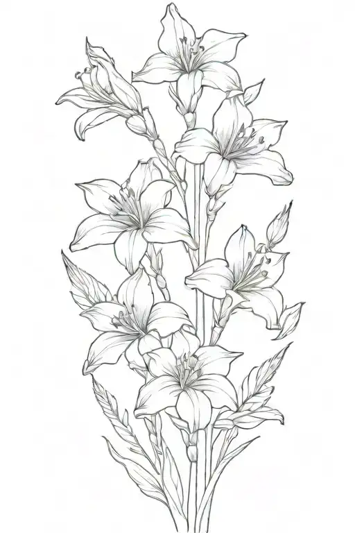 Black And White Gladiolus Flower Stem