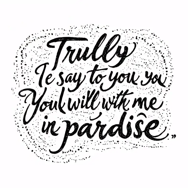 Writing The Quote 'Truly I Say To You You Will Be With Me In Paradise' In A Calligraphy Font