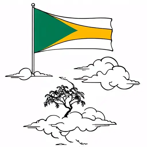 Bahamas Flag Above Clouds With Tree