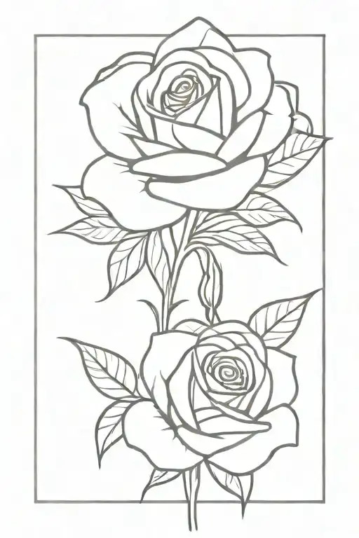 One Simple Rose And One Lilly Of The Valley Roses With Steams Growing Together