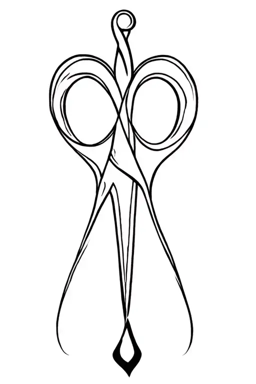 Womens Ankh Tattoo No Color Minimalist Fluid With Spiral