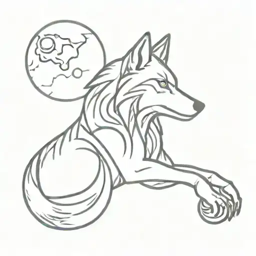 A Tattoo Of A Wolf Howling At A Moon Made Of Video Game Controller Buttons