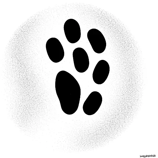 Dog's Footprint With The Moon At The Backgrouns