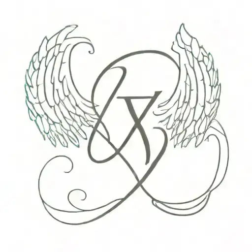 Letter B With Angel Wings And Infinity Symbol At The Bottom