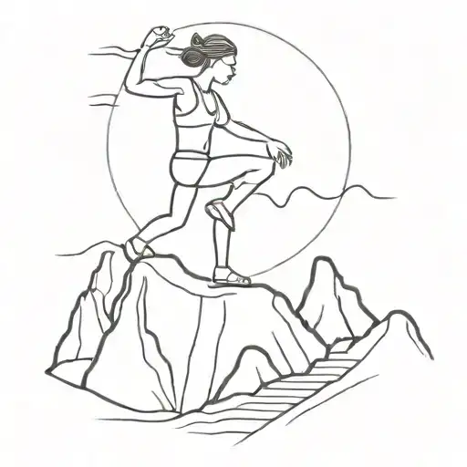A Dancer Hiking Up A Mountain With Each Step Representing A Different Chakra
