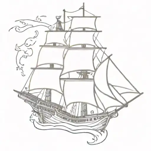 Pirates Of Caribbean Ship And Pirate Jack Sparrow