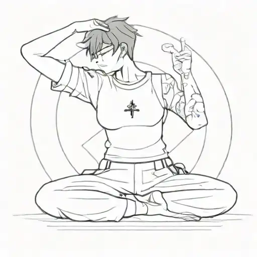 An Anime Character Doing Yoga Poses In A Police Uniform