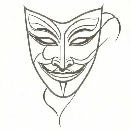 Happy Theater Mask With Only The Eyes Shaded Black And Diagonal To It A Sad Theater Mask