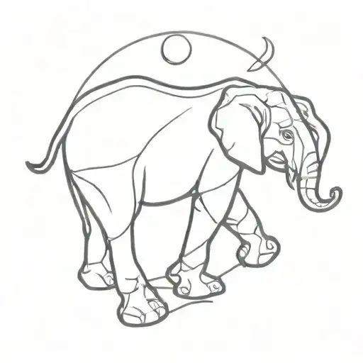 Elephant With Moon