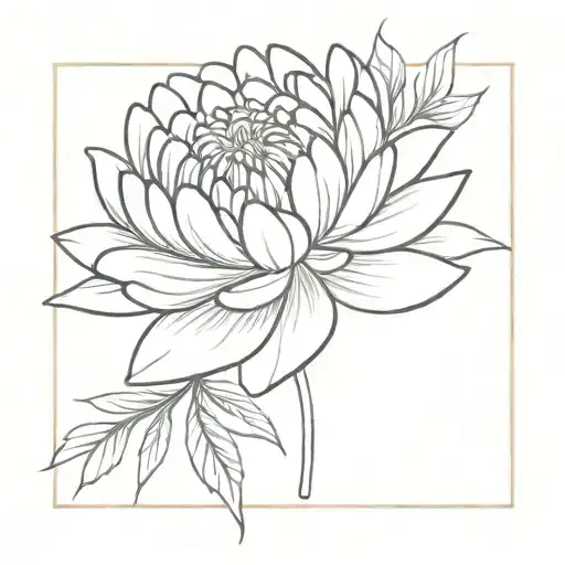 Chrysantheme Fine Line With Name Lio