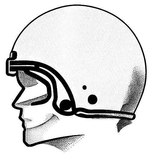 American Football Helmet In Right Profile And Minimal Tattoo With The Number 98 On It