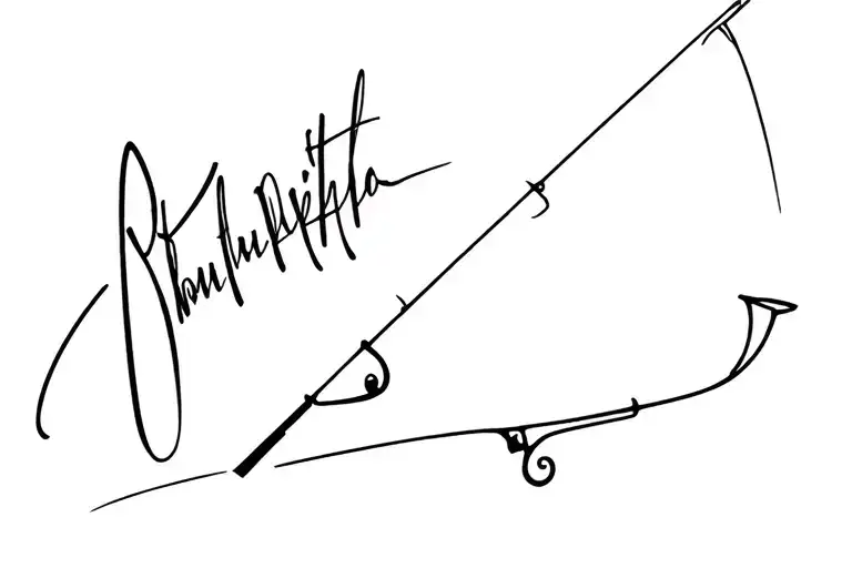Signature With Fishing Pole Behind