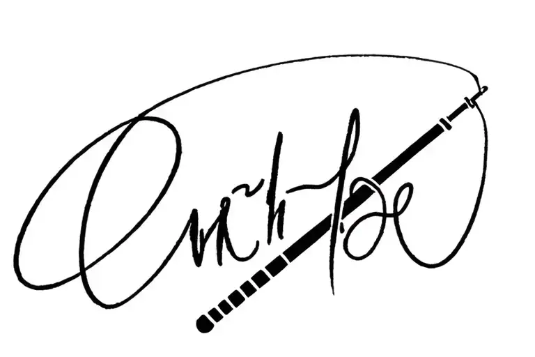 Signature Overlapping A Fishing Pole