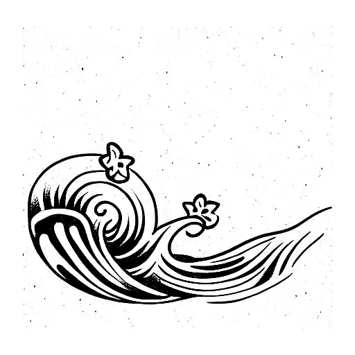 Ocean Wave & Lily Flower