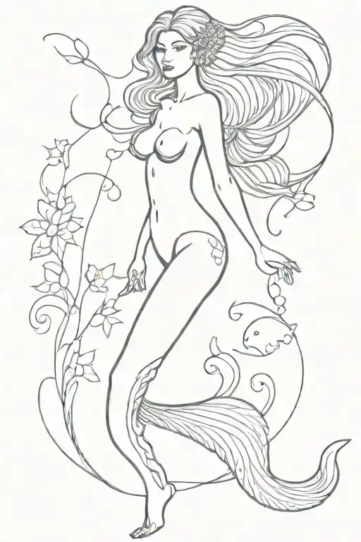 Mermaid Full Body Woman Fineline