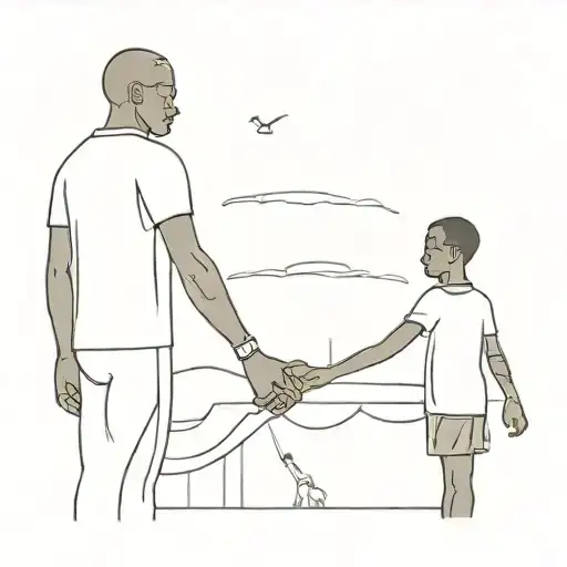 African American Older And Younger Brother Holding Hands Looking Into The Stadium As A Dream