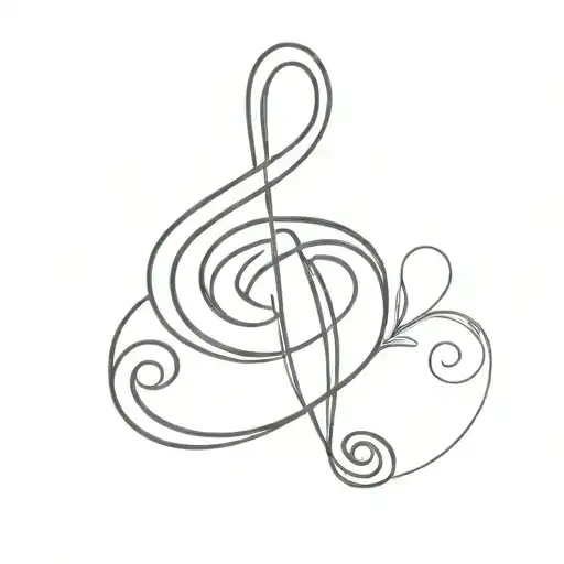 A Minimalist Tattoo Of A Treble Clef Intertwined With The Word 'Mom'