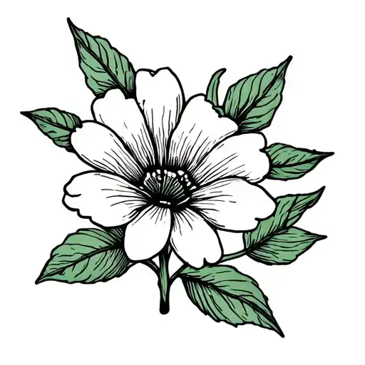 Stamp Style Fine Line Tattoo With The National Flower Of El Salvador In A Botanical Style