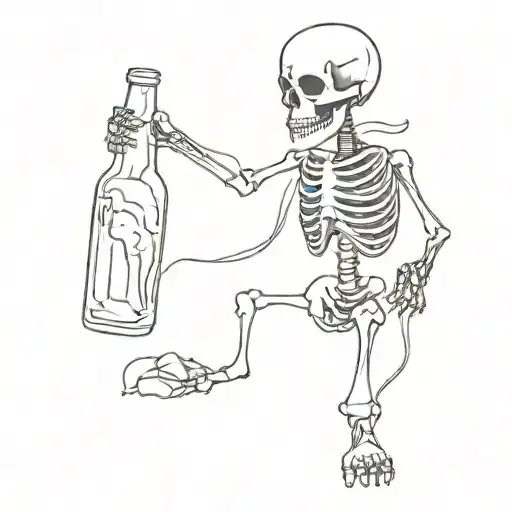 Metalhead Skeleton Holding Beer Bottle