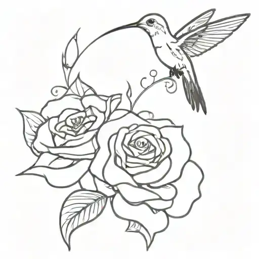 Hummingbird With Rose