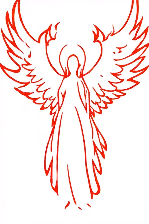 Abstract Rising Angel Made Of Flames With No Face