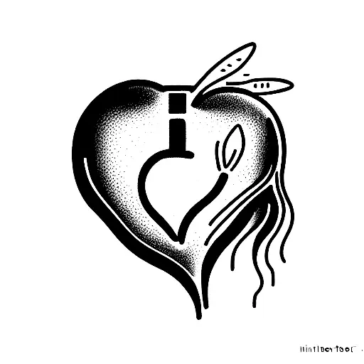 Human Heart With A Cat And Withered Flower