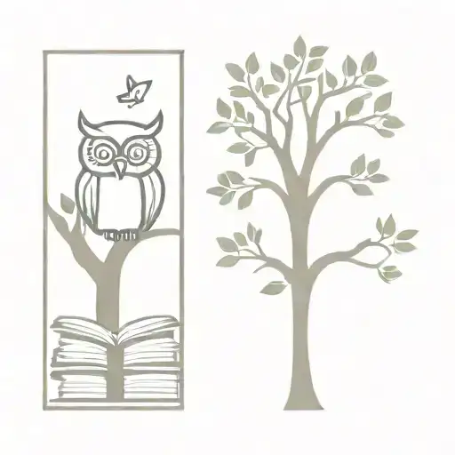 Books With Owl And Tree