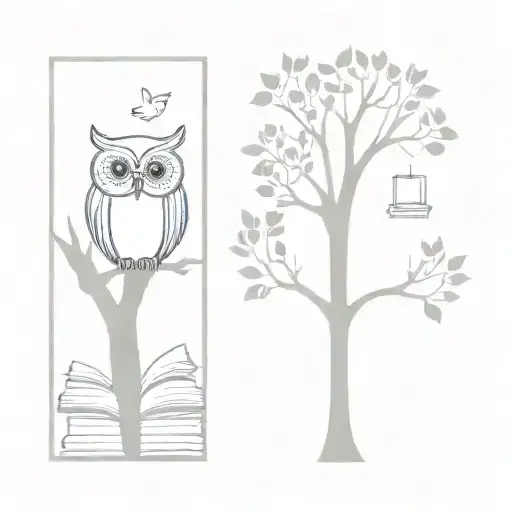 Books With Owl And Tree