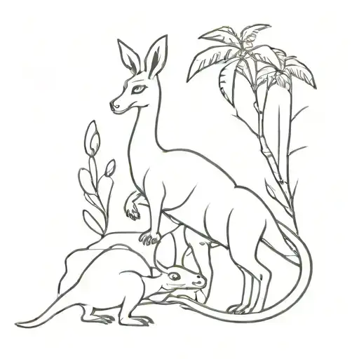 Kangaroo Dinosaur And Kaola