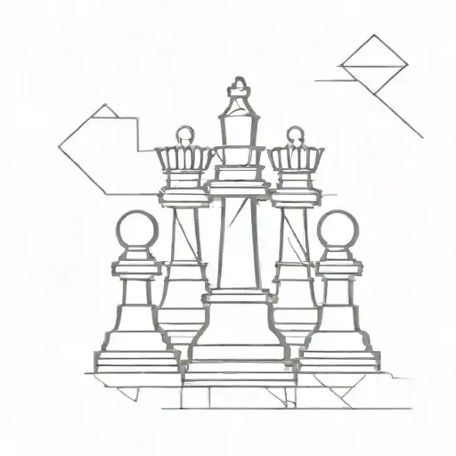Chess Pieces Incorporated Into A Minimalist Geometric Design