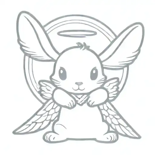 Small Bunny With Angel Wings And Halo