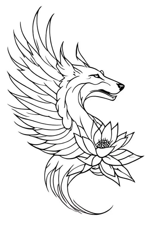 Phoenix Lotus Flower Wolf