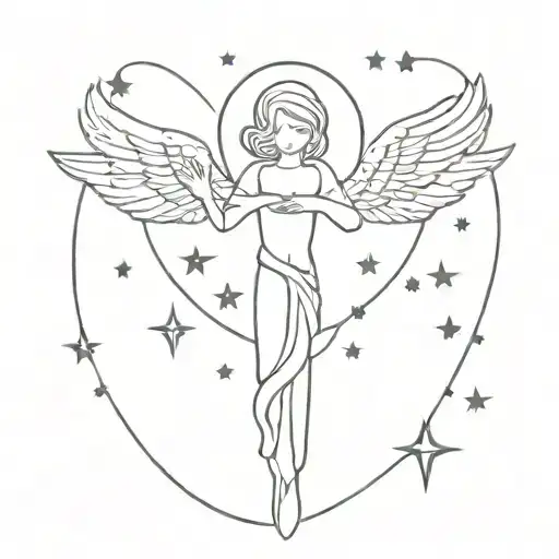 Stars And Angel With Cross