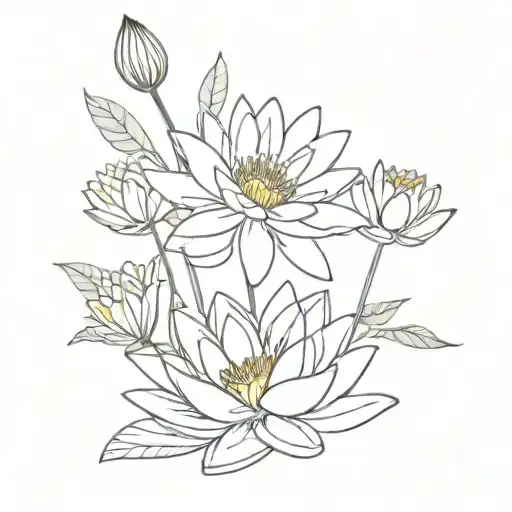 Water Lily And Daisy Bouquet With Stem