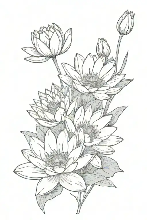 Water Lily And Daisy Bouquet With Stem