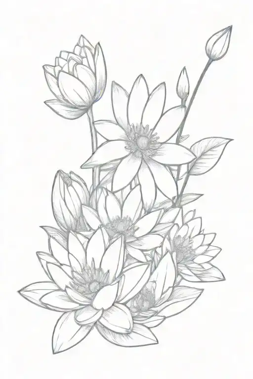 Water Lily And Daisy Bouquet With Stem