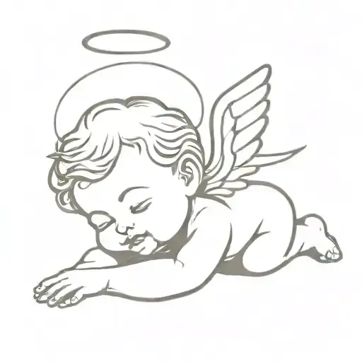 Baby Angel With Wings That Are Laying Down