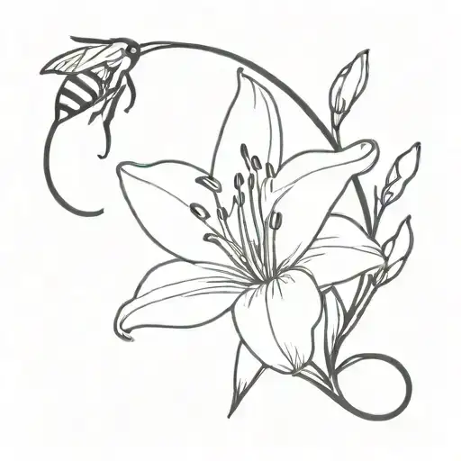 Lily Flower And Bees