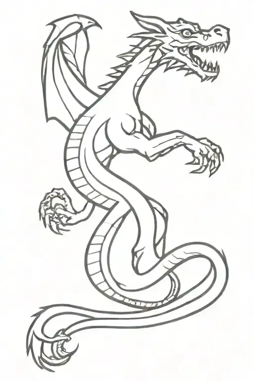 Mininalistic Dragon Tattoo Design
