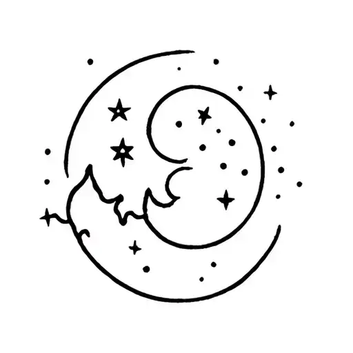 Starry Night Sky With Moon