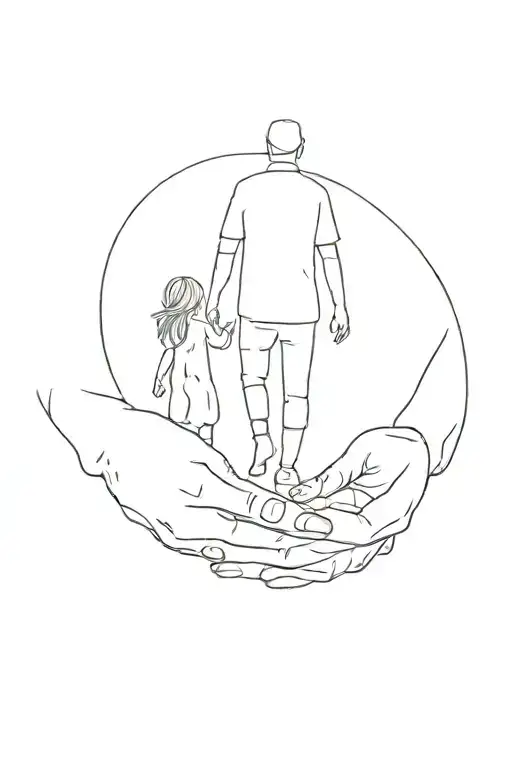 Father Daughter Walking Hand In Hand