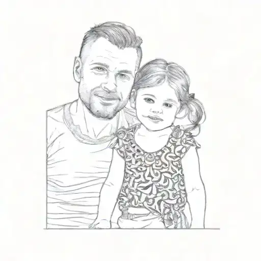 A Man And A Little Girl Standing