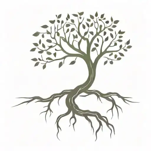 A Minimalist Design Of A Tree With Roots Symbolizing Your Connection To Nature And Genealogy