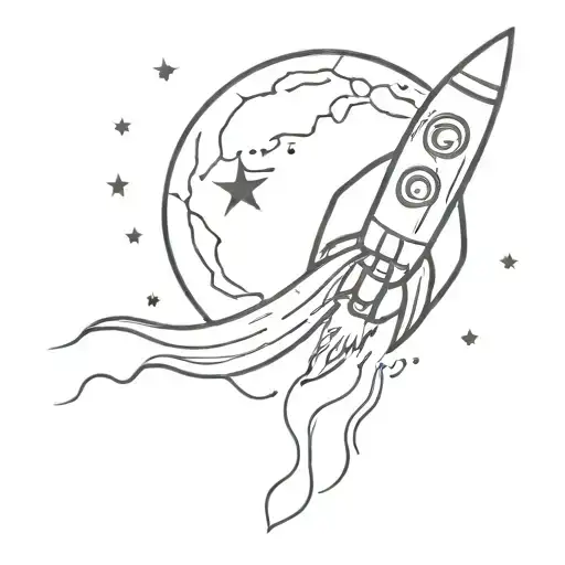 A Rocket With Npt Written On It Next To A Waning Cresent Moon