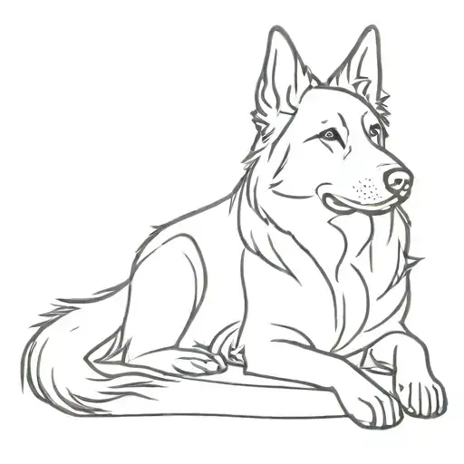 Black Furry Sleeping Belgian Shepherd Dog Outline